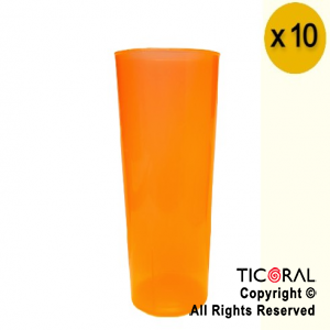 VASO TRAGO LARGO PP CASINO NARANJA FLUO 280CC X 10
